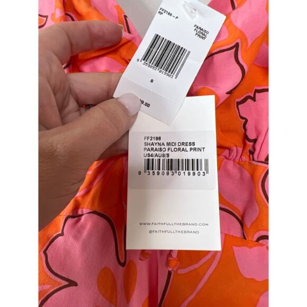 NWT Faithfull The Brand Shayna Paraiso Ruched Floral Midi Dress Multi Color - Picture 5 of 7